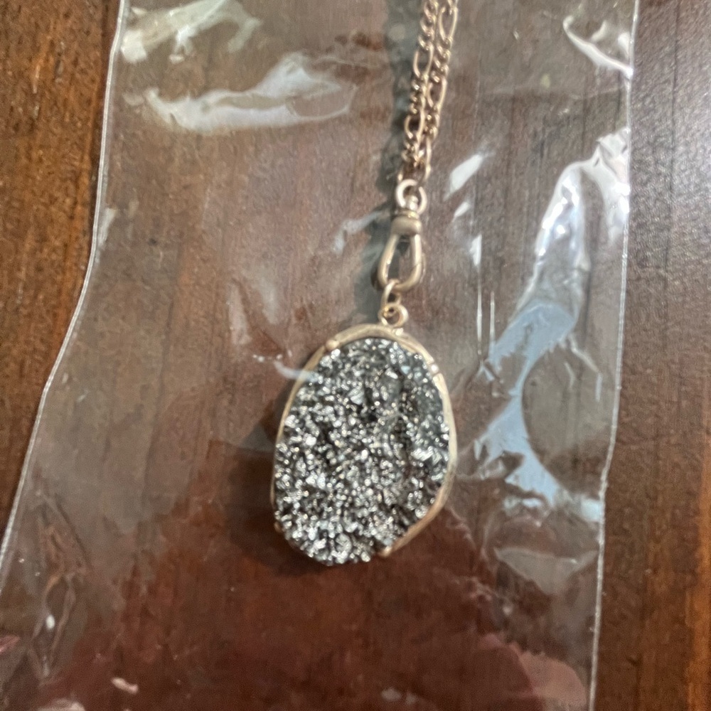 ✨2/$10 | NWT Francesca's Collections Silver Druzy Pendant Necklace